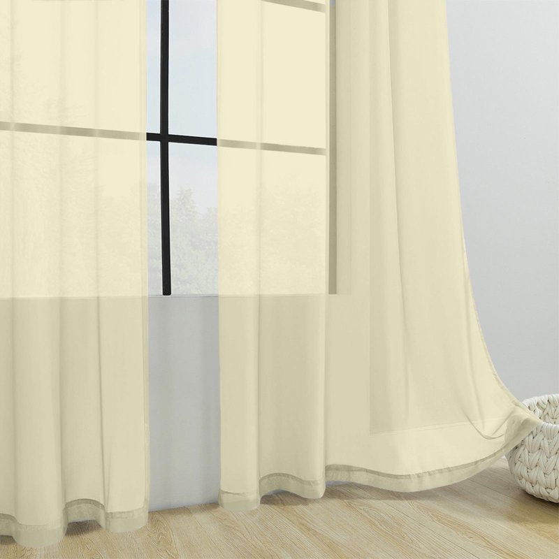Light Filtering Polyester Window Curtain Panel with Rod Pocket - Semi-Sheer for Living Room & Bedroom