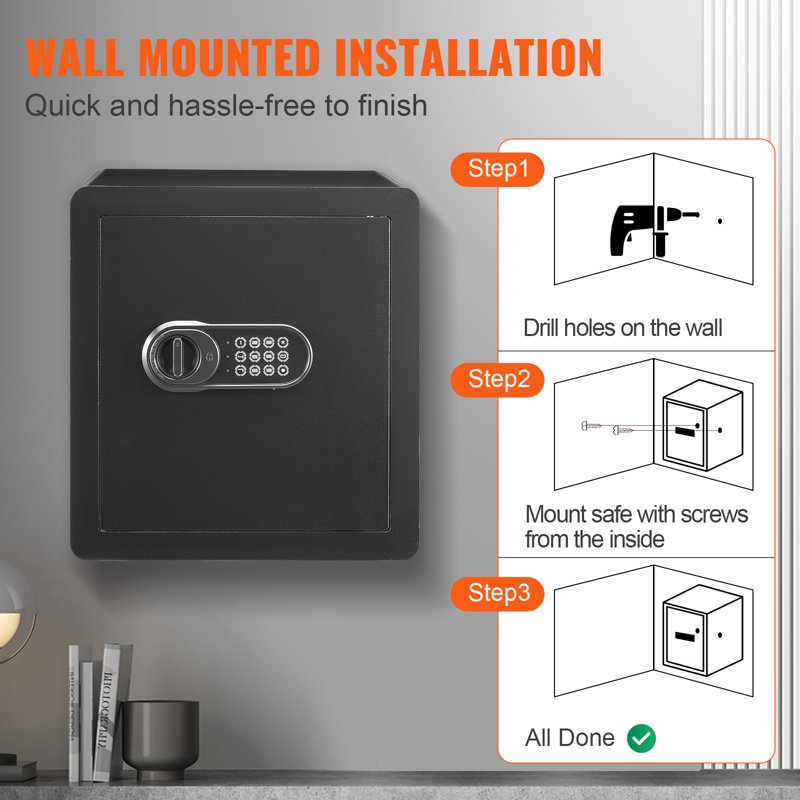 Digital Security Safe Box 1.8 Cu Ft with Inner LED Light and Dual Lock System
