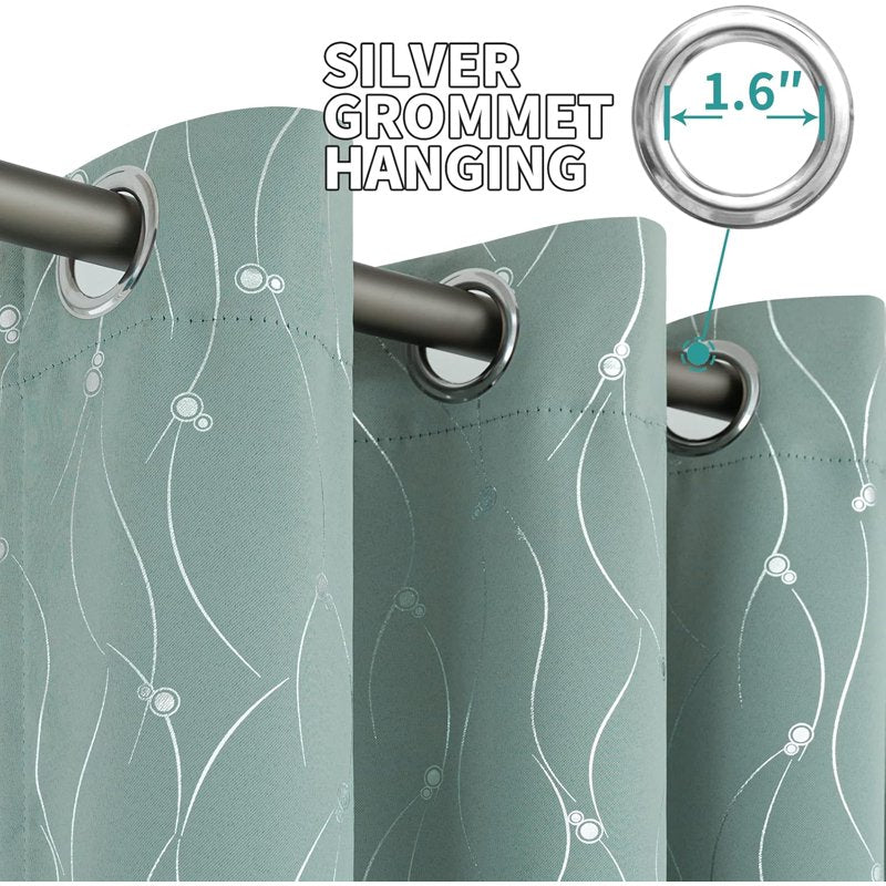 Room Darkening Insulated Blackout Curtains 84 Inches Long - Grommet Panel for Bedroom & Living Room