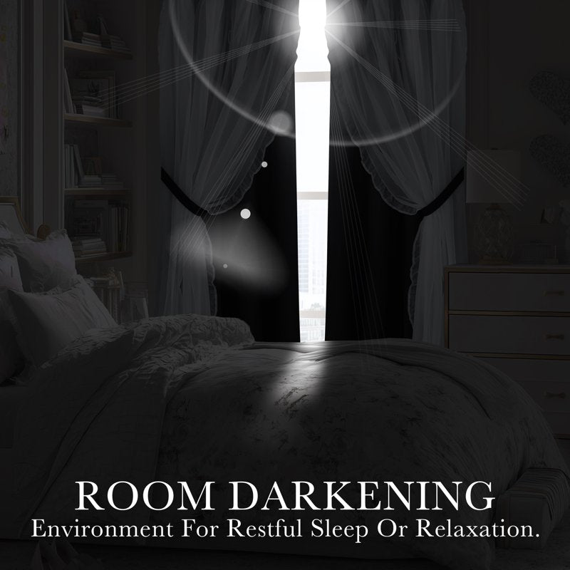 Blackout Thermal Insulated Curtain Panels for Living Room & Bedroom - Double Layer, Grommet Top, Ombre Design