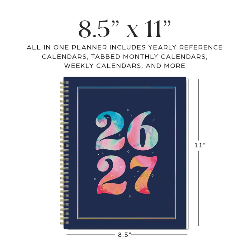 Big Monthly Weekly Planner 8.5x11 Bright Year 15-Month April 2026-June 2027 - Metal Twin Loop