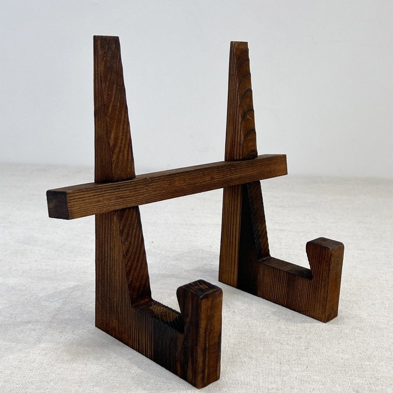 Wooden Plate Display Stand - Rustic Wood Photo & Plate Holder, 8.8 Inch