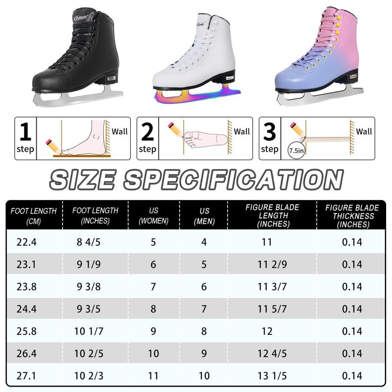 Men's Ice Skates Classic Figure Skates with Steel Blade and Support