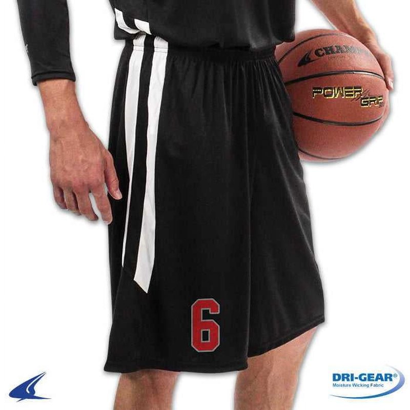 Men's 3XL Basketball Shorts - Muscle Fit, White with Gold Stripes, Athletic Performance