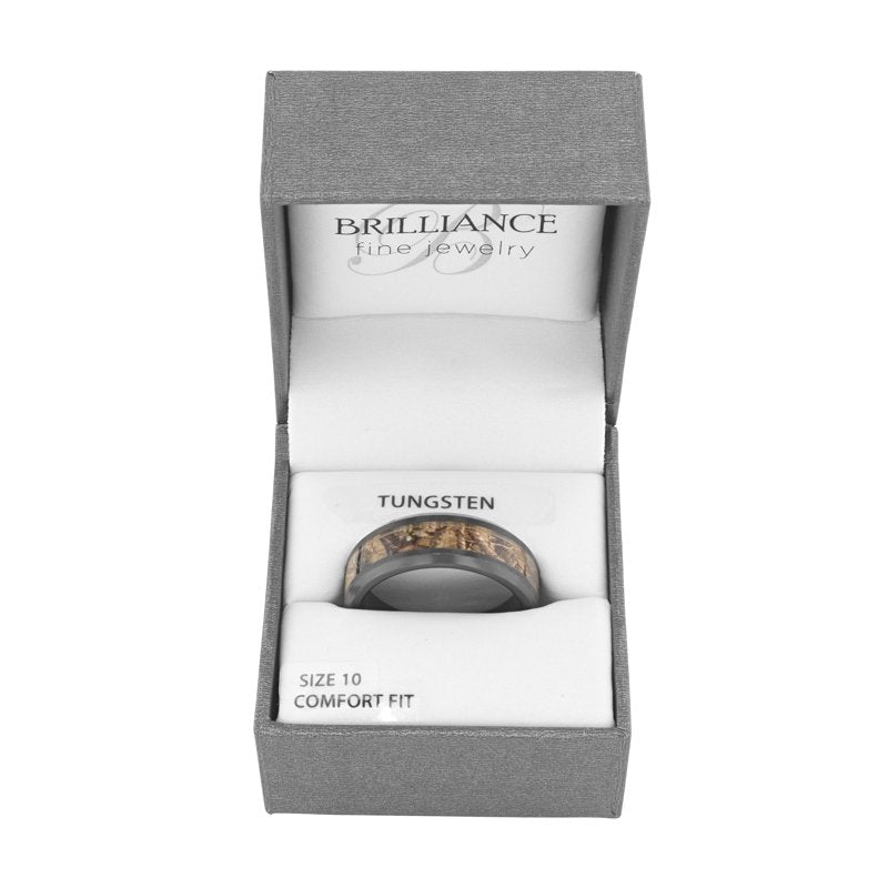 Men's Tungsten Wedding Band with Brown Camo Center - 8MM Men's Ring