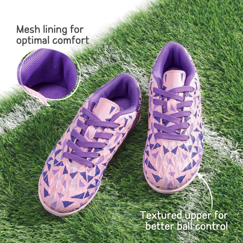 Dream Pairs Indoor Turf Soccer Shoes for Kids - Pink/Purple, Size 13