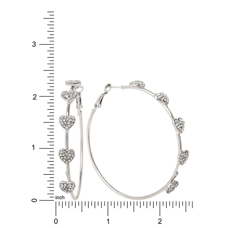 Women’s Silver-Tone Heart Stone Hoop Earrings - Jessica Simpson Jewelry