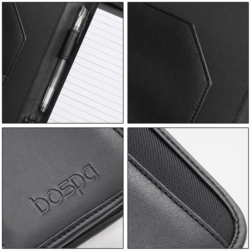 Leather Padfolio Portfolio Folder with Zippered Closure - 7x9.5 Inches