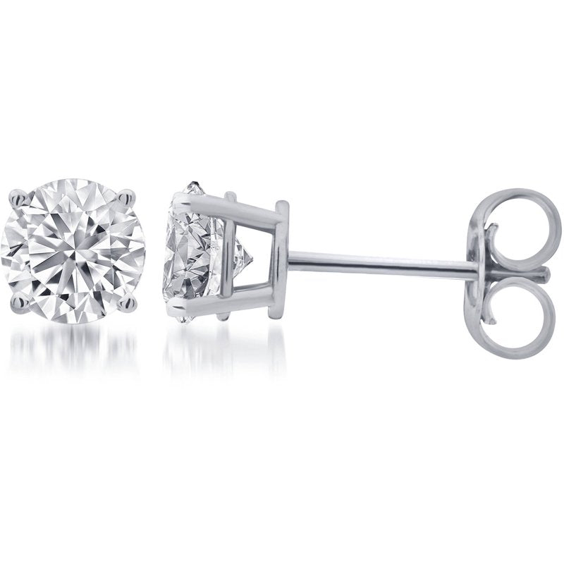 1/4 Carat Total Weight White Diamond Sterling Silver Stud Earrings