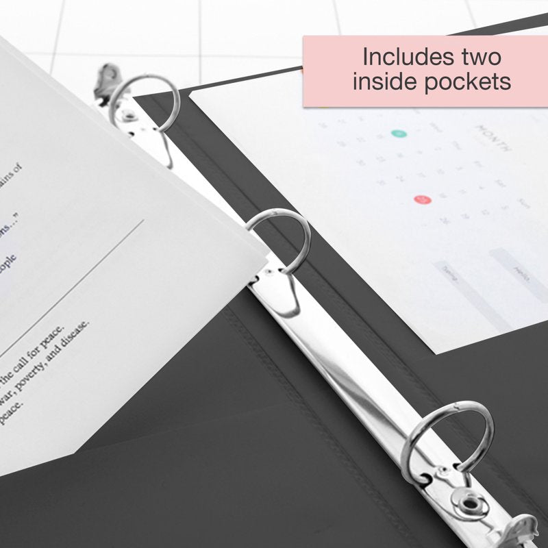 3-Ring View Binder 1.5 Inch - Black, Holds 250 Sheets, Durable Poly Cover