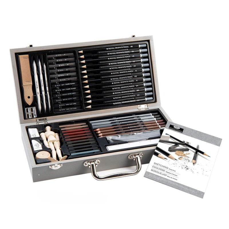58-Piece Sketching Travel Art Set with Pencils Charcoal and Case