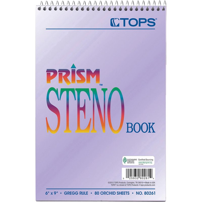 Spiral Steno Notebook with Gregg Rule - 6 x 9 Inches, 80 Sheets, Pack of 4