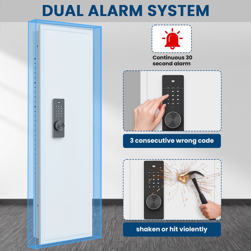 Wall Safe Hidden Gun Safe with Dual Alarm & Silent Mode - In Wall Security Safe
