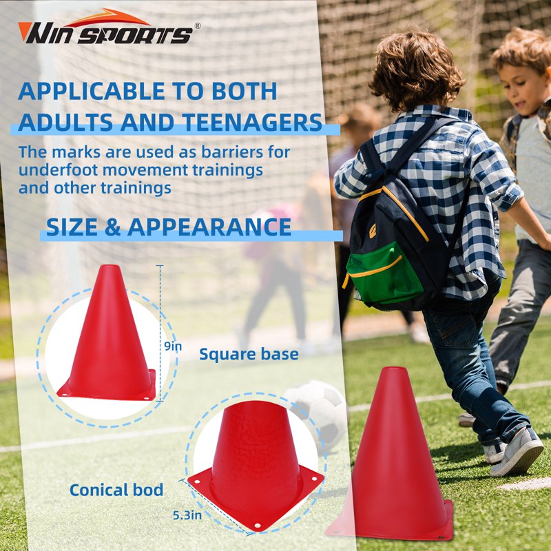 Plastic Traffic Cones Set for Sports & Safety Training - 7 Inch, 24 Pack, 6 Colors