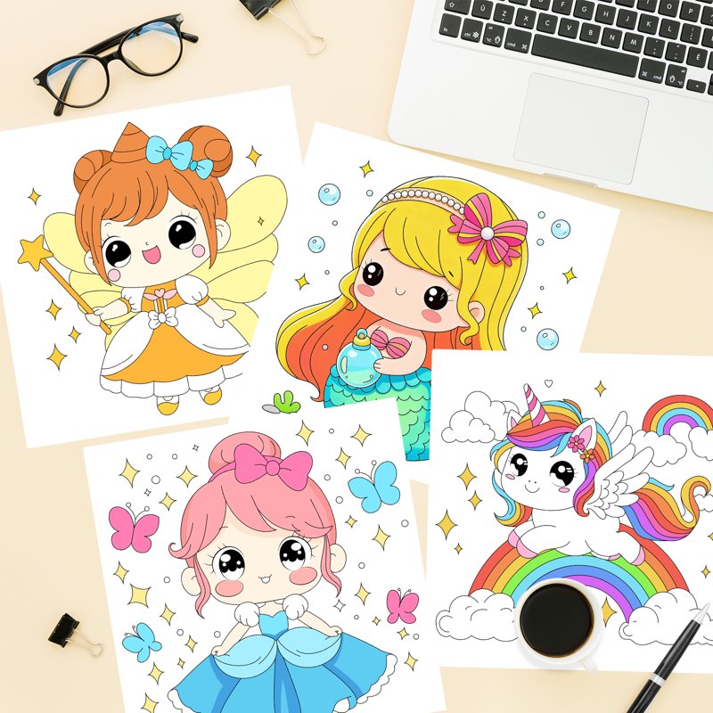 Princess Coloring Books for Girls 3-8, 64 Designs, Screen-Free Travel Activity Set