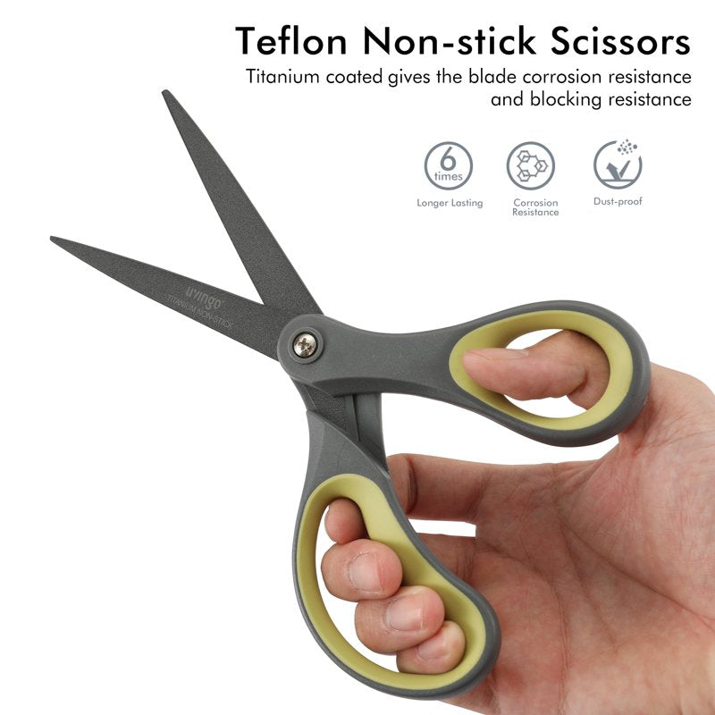 LIVINGO Titanium All-P Purpose Scissors 8 Inch – Green/Gray 2 Pack
