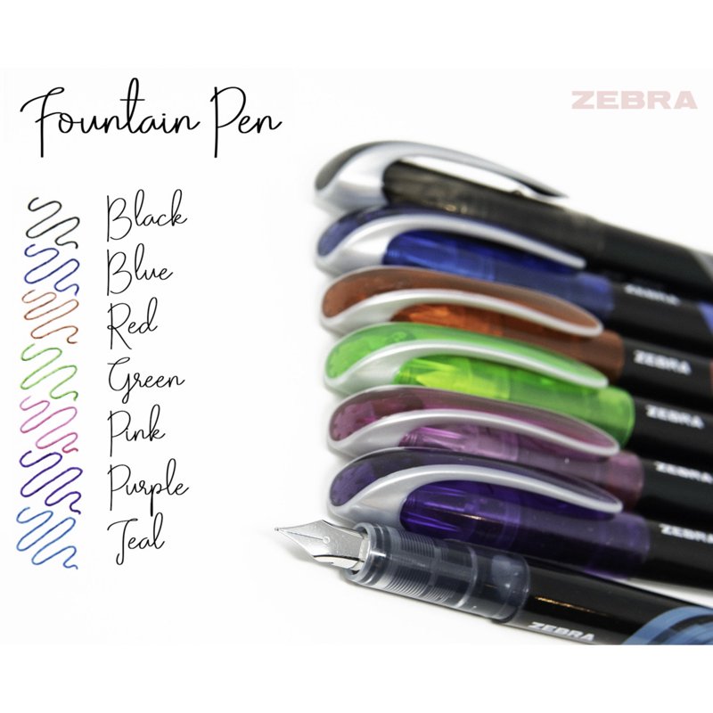Fountain Pen Set with 0.6mm Fine Nib Assorted Colors Non-Toxic Ink - 3 Pack