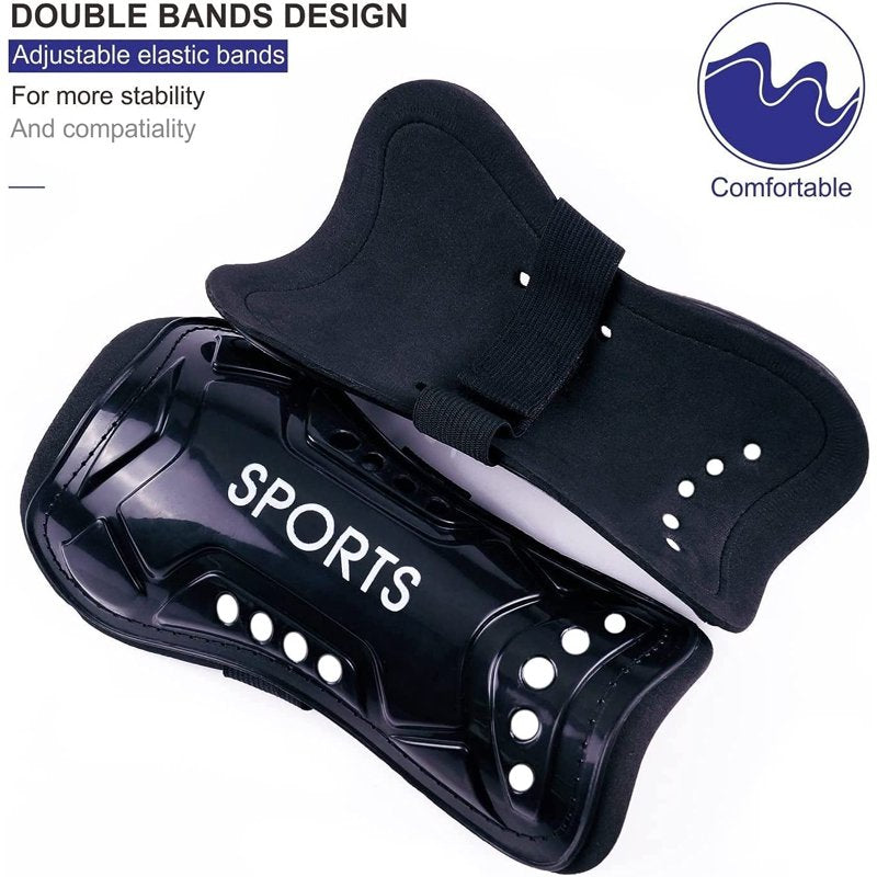 JXR Soccer Shin Guards for Kids - 1 Pair with Socks, Size S/M/L (Variation: Black 1 Pack) - Ages 3-12