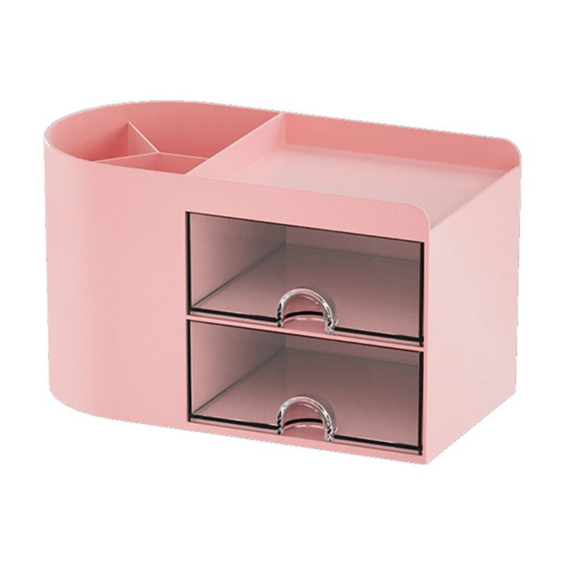 Desk Organizer with Drawer - Office Supplies & Stationery Storage Box in Pink