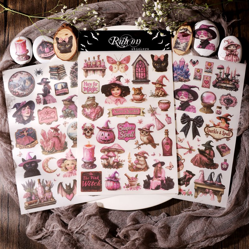 Witch Transfer Stickers for Crafts Scrapbooking Paper Fabric Wood DIY Decor