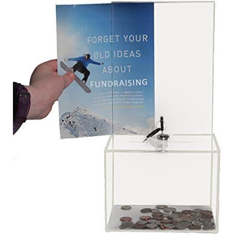 Acrylic Donation Box with Lock & Keys for Fundraisers & Events - Large Display Area