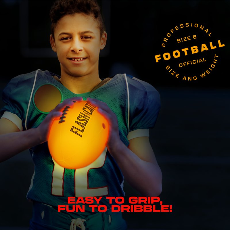 Light-Up Football - Glow-in-the-Dark Outdoor Sports Ball for Kids & Teens