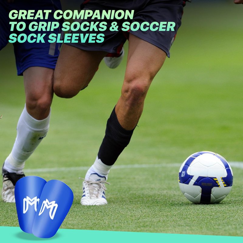 Mini Shin Guards for Soccer - MediCaptain MiniGuards 3.9 x 2.4 in (Blue) - Unisex Youth & Adult