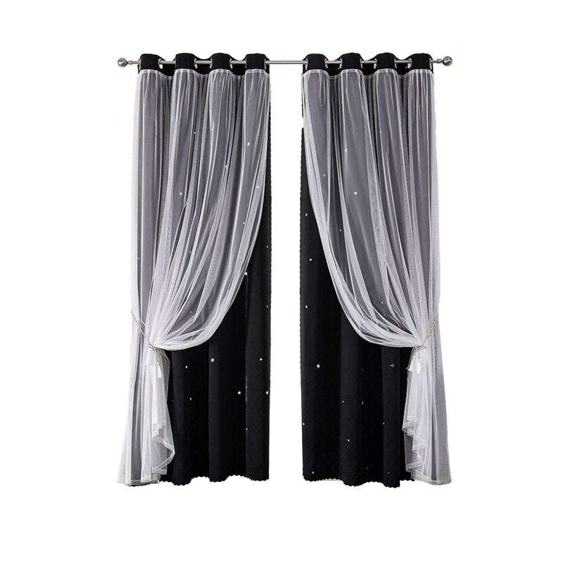Blackout & Sheer Double Layer Curtains - Thermal Insulated Drapes for Bedroom & Living Room