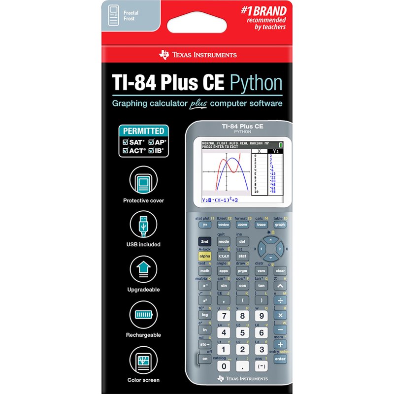 Graphing Calculator TI-84 Plus CE Fractal Frost with Color LCD, Battery & Cables