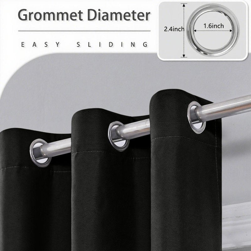 Blackout Thermal Insulation Grommet Curtain for Bedroom, Noise & Light Blocker