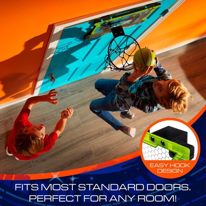 Mini Over-the-Door Basketball Hoop Set with Steel Rim & NERF Basketball