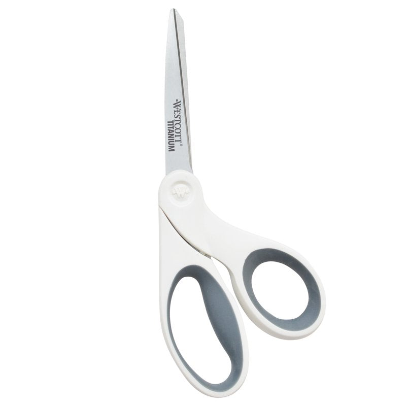Titanium Bonded Craft Scissors 8" Bent & 5" Straight White 2-Pack