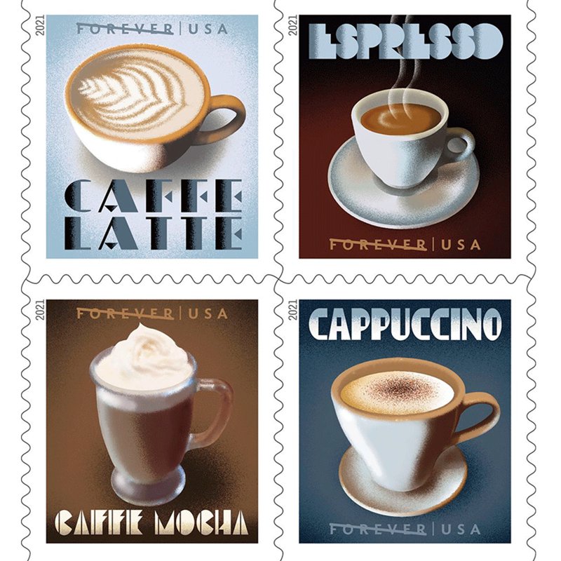 Coffee Themed Postage Stamps Collection - USA Forever Booklet of 20