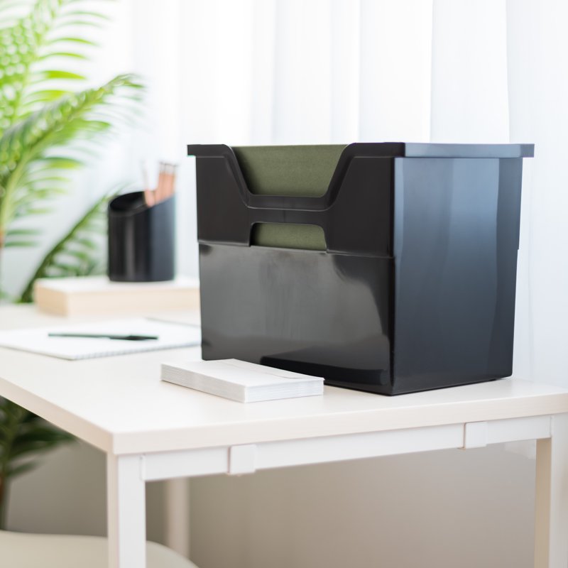 Large Portable Desktop File Box with Handles and Hanging Folders - 4 Pack