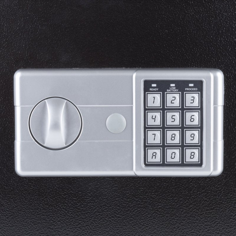 Digital Safe Box with Electronic Keypad & Override Keys - Steel Security Safe - Black