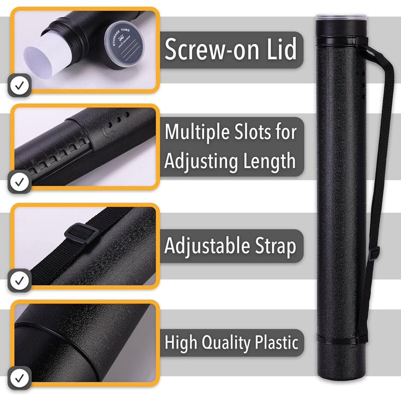 Extendable Poster Tube Set with Shoulder Strap - Pack of 2, Black & Blue/Green