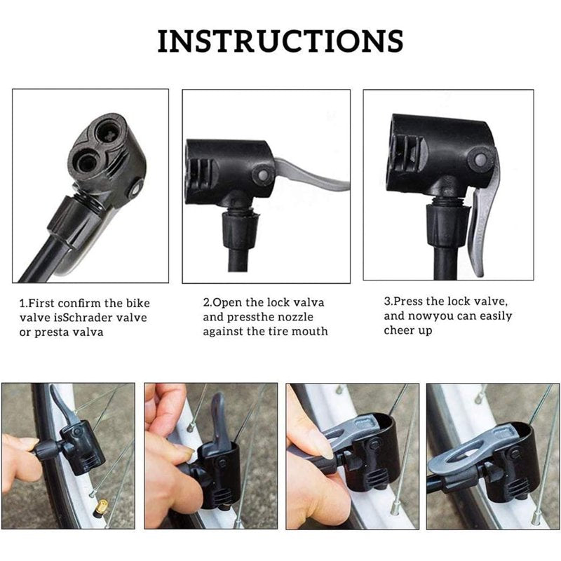 Portable Bicycle Pump with Dual Valves and 160 PSI Max for Bikes, Cars, Sports Balls