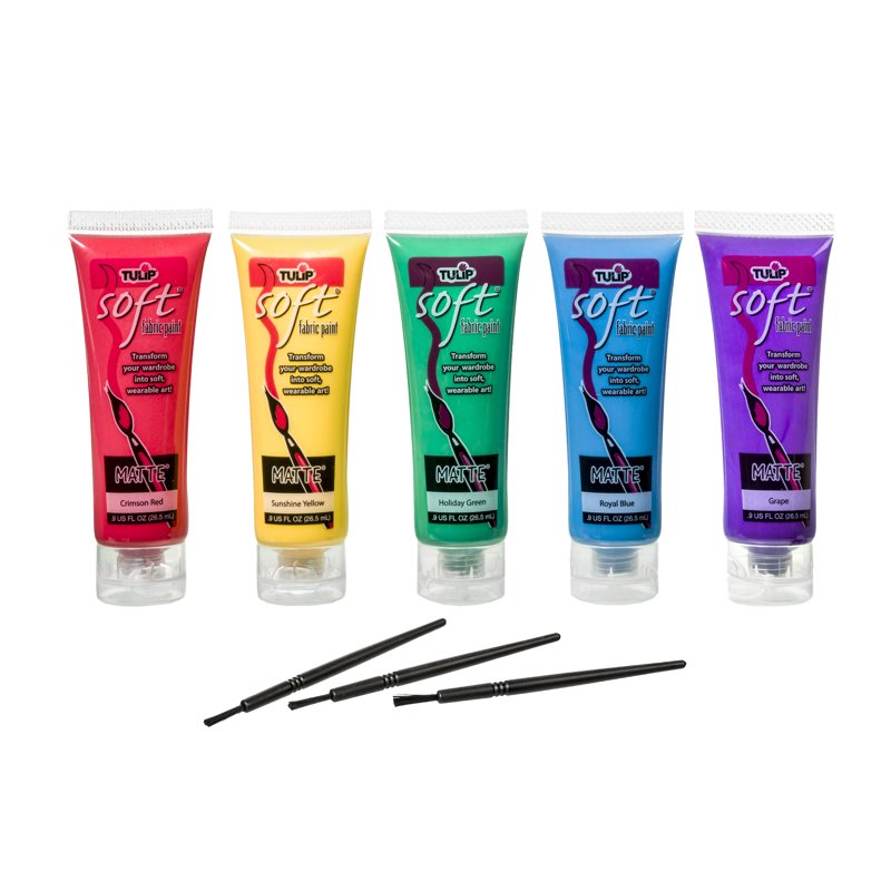 Fabric Paint Set with 5 Colors & 3 Brushes - Washable & Soft Finish