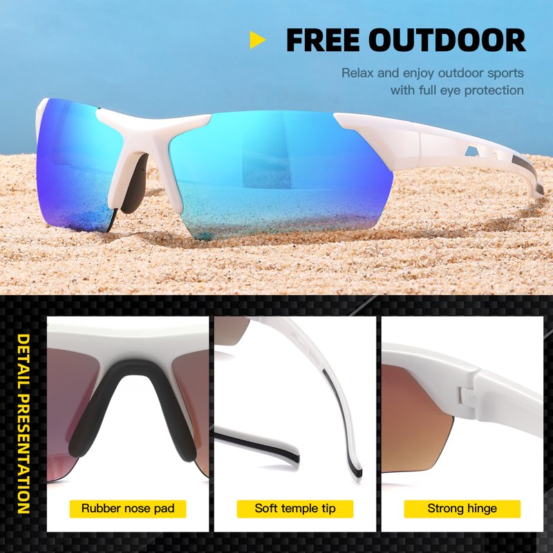 Sport Sunglasses UV400 Wrap Around Cycling Running Baseball Sun Glasses