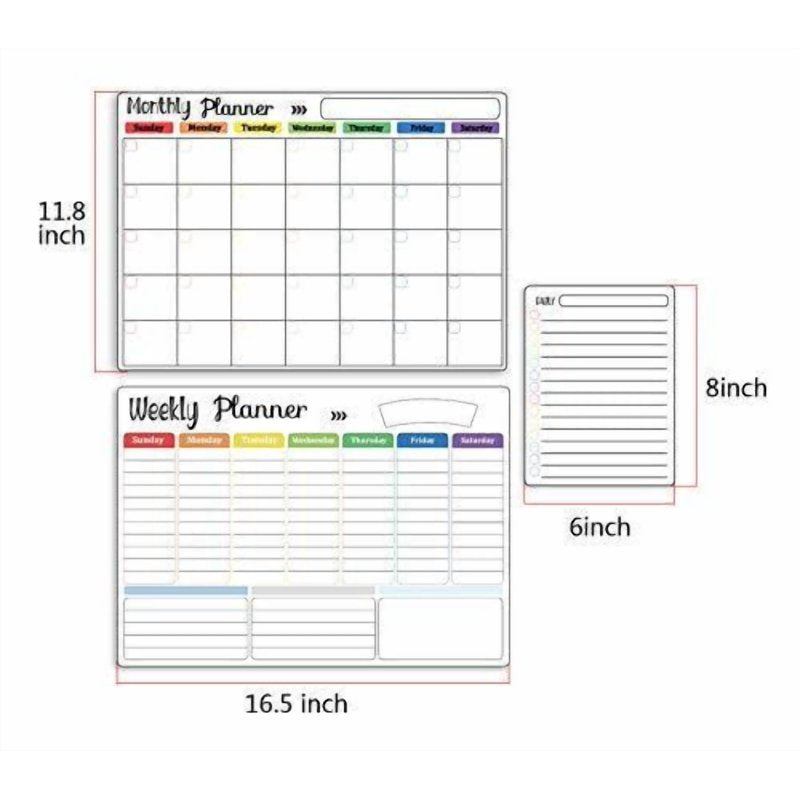 Magnetic Dry Erase Whiteboard Calendar for Fridge - Weekly Meal & Grocery Planner