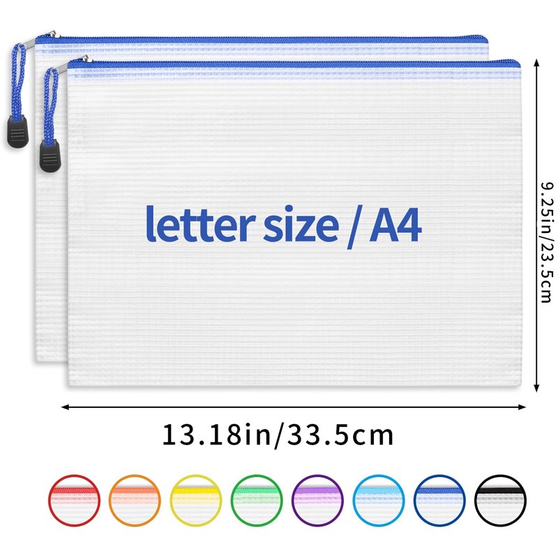 24 Pack Mesh Zipper Pouch Bags, Waterproof File & Organizer Bags for A4 Documents