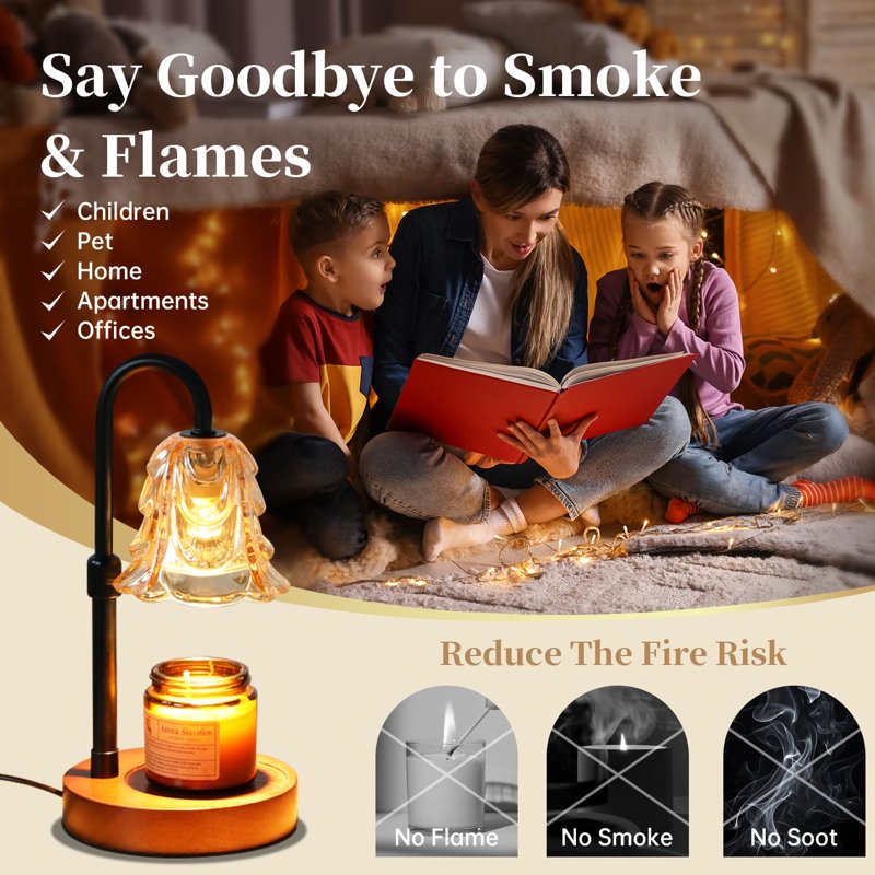 Candle Warmer Lamp with Timer & Dimmable Switch - Adjustable Height, Includes Bulbs, Home Decor Gift