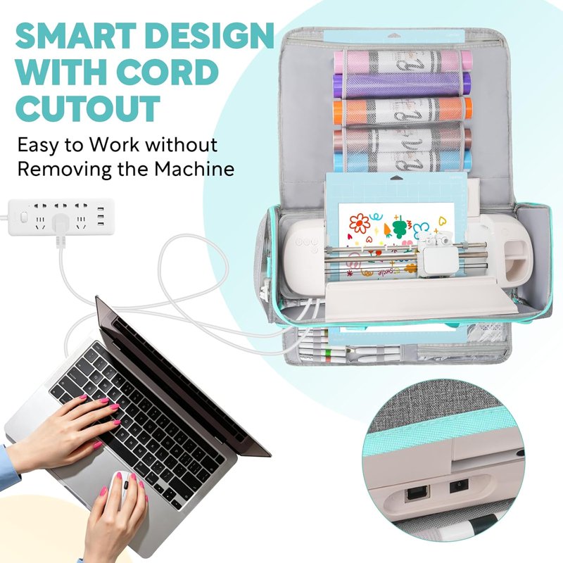 Large Travel Storage Bag for Cricut Maker & Explore Series - Gray & Green