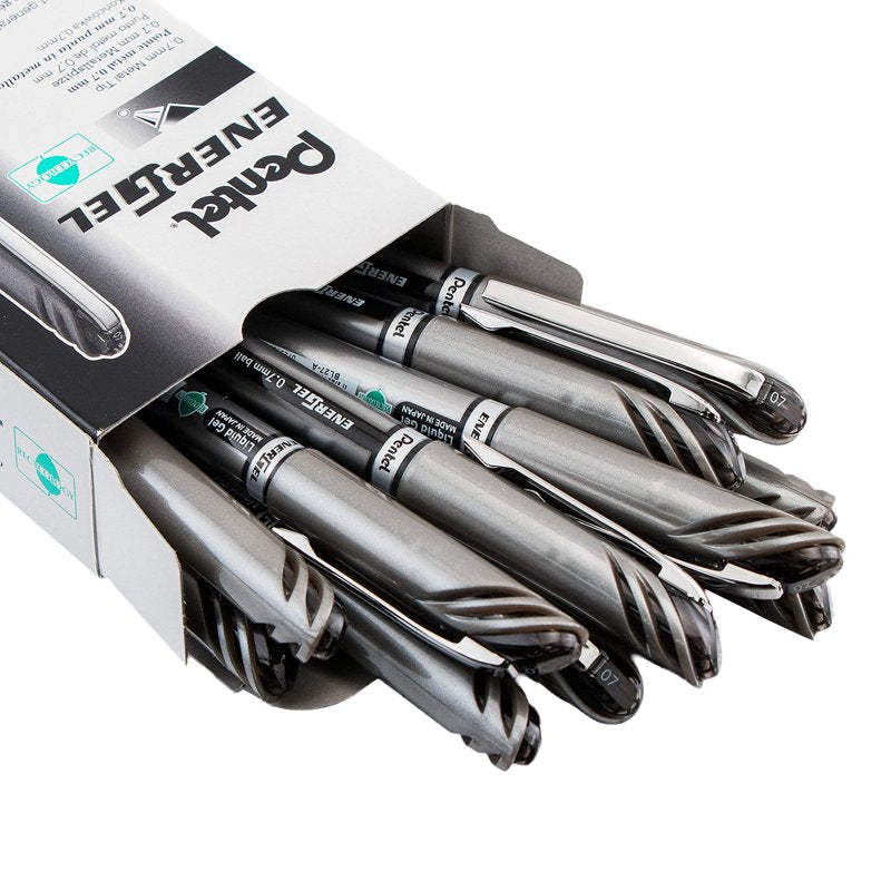Gel Pen 0.7mm Medium Line Black Ink Cap Pen Pack of 12