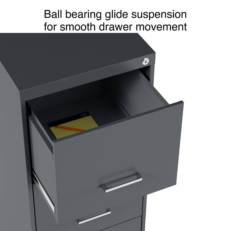 Vertical File Cabinet with 4 Lockable Drawers - Charcoal Finish, 18"D