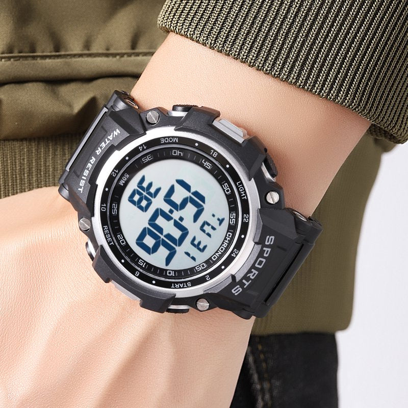 Digital Sport Wristwatch for Men with Water Resistance and Alarm