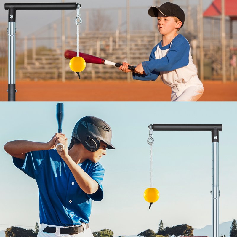 Adjustable Baseball Batting Tee with Auto-Reset Tethered Ball for Softball and Baseball Practice