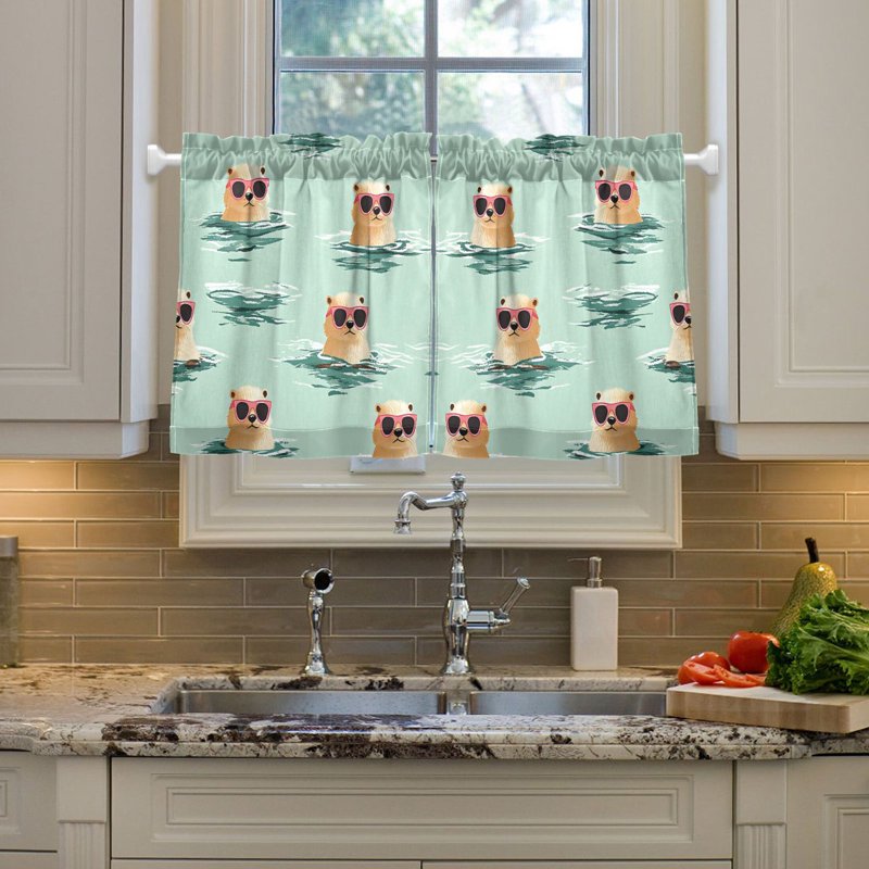 Light Filtering Privacy Tier Curtains 2 Panels - 27x36 Inches, Semi-Sheer for Kitchen & Bathroom