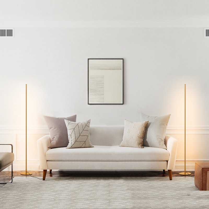 Set of 2 LED Corner Floor Lamps Dimmable Standing Lamps for Living Room Bedroom Office 3000K Gold & Black