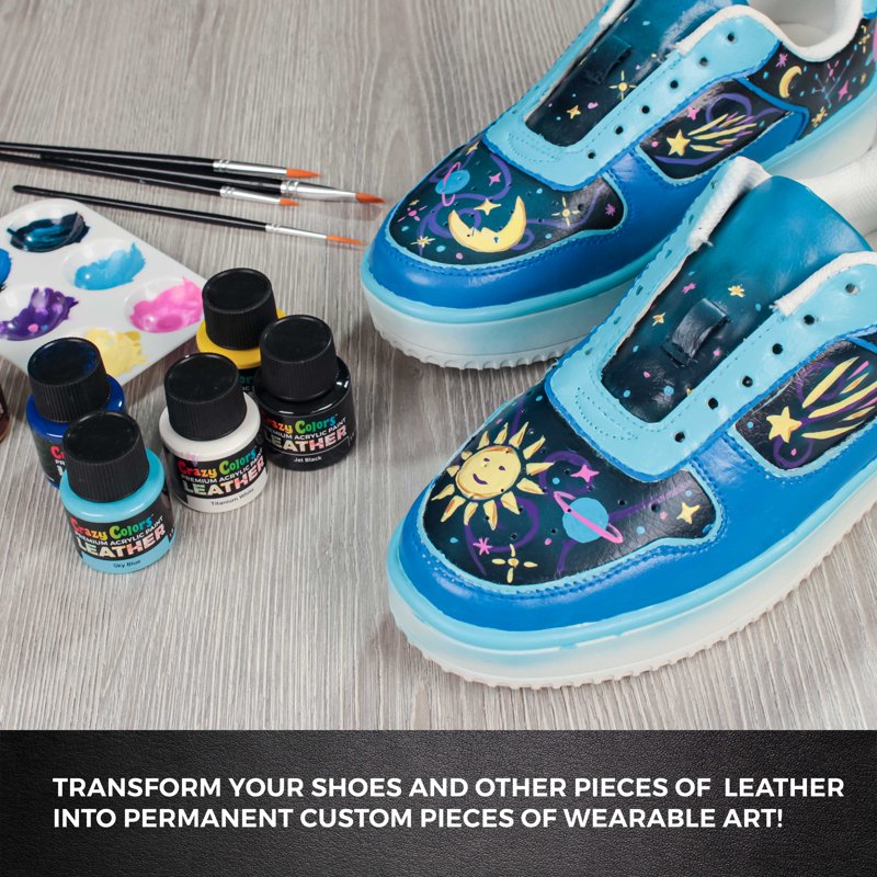 Leather and Shoe Paint Kit with 13 Colors, Brushes & Deglazer for Custom Shoes & Furniture